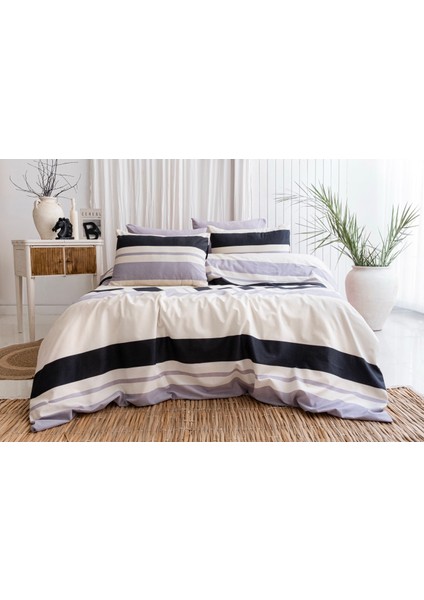 Modern Çizgili Nevresim Takımı Çift Kişilik Çarşafı Lastikli modelleri