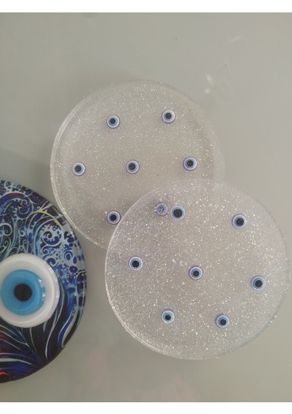 1adet NAZAR BONCUKLU Bardak Altlığı Epoksi Şık Tasarım Özel Seri(Renk Için Özel Sipariş Alınır)