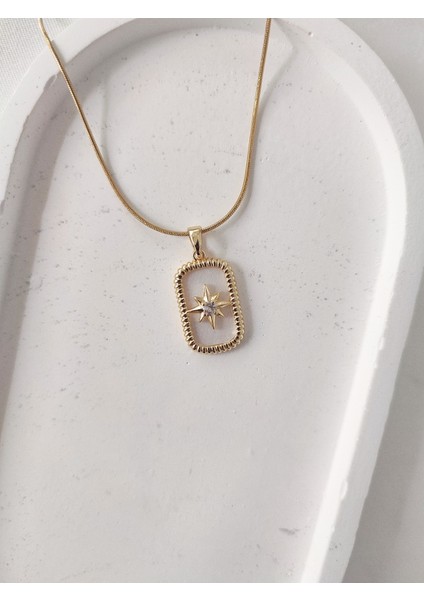 Kadın Paslanmaz Çelik Sedef Taşlı Kutup Yıldızı Kolye fiyatları