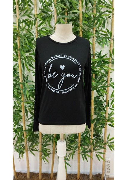 Eyesof Kadın Uzun Kollu Bisiklet Yakabe Youdesenli Viskon Bluz indirimleri