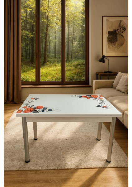 Yandan Açılır Büyüyen Cam Mutfak Masası 70X110