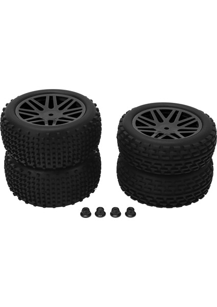 4 Adet 1/10 Rc Off Road Lastikler 2 Ön 2 Arka Yuvarlak Çivi Tipi Cilt V Delik Hub Yüksek Kavrama Rc Araba Tekerlekleri Siyah (Yurt Dışından)