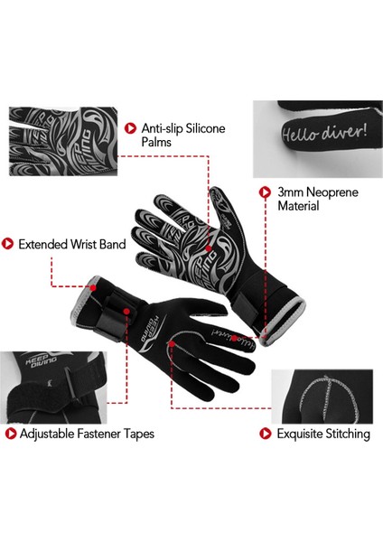 Dalış Eldiveni Kadın Erkek 3mm Neopren Şnorkel Eldiven Dalış Yüzme Sörf Kayaking Dalış (Yurt Dışından)