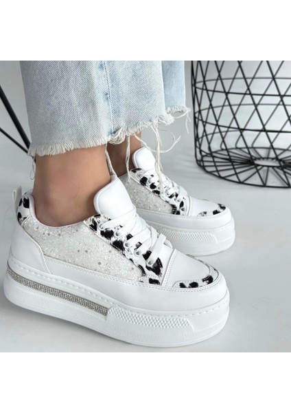 Lawin Beyaz Cilt Beyaz Simli Bağcıklı Spor Ayakkabı fırsatları