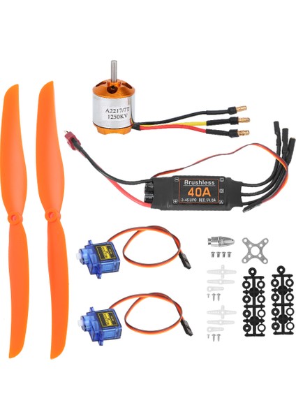 A2217 1250KV Fırçasız Motor 40A Esc SG90 9g Mikro Servo 8060 Pervane Rc Uçak Için (1250KV Motor 40A Esc 9g Servo 8060 Pervane) (Yurt Dışından)