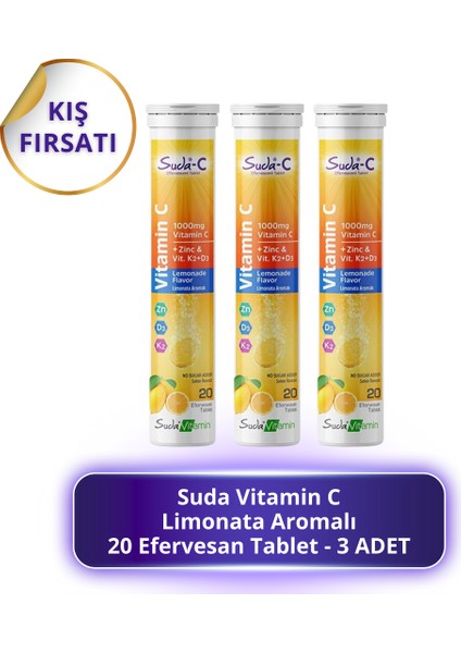 Vitamin C Limonata Aromalı 20 Efervesan Tablet - 3 Adet
