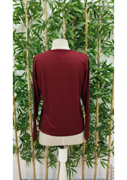 Eyesof Kadın Uzun Kollu Bisiklet Yaka Ayçiçeği Desenli Viskon Bluz