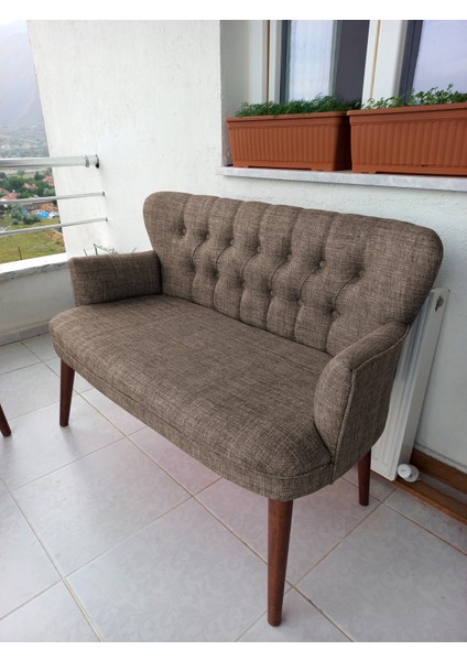 - Roma Çay Seti Koltuk Takımı - Keten Kumaş - Ahşap Ayak - Kahverengi fırsatları