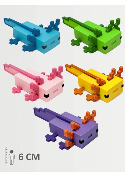 Minecraft Axolotl Aksolotl Set Pembe Sarı Mor Yeşil Mavi Figür