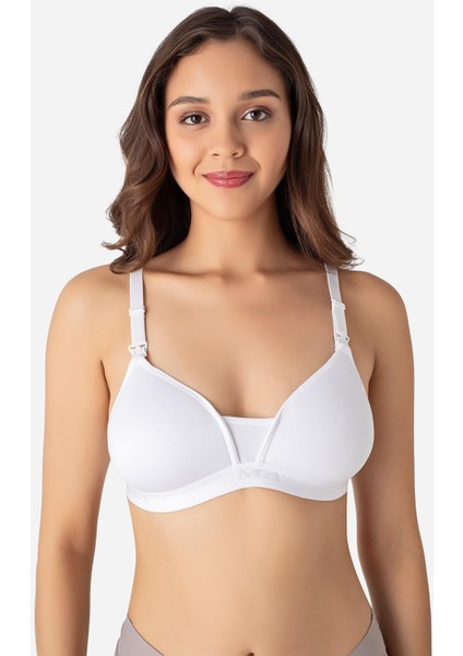 3'lü Paket Beyaz Kadın Balensiz Kaplı Emzirme Sütyeni Göğüs Ucu Görünmez Pamuklu Yumuşak Dokulu modelleri
