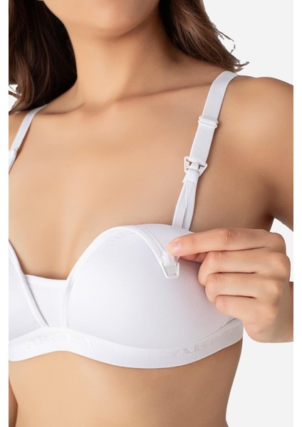 3'lü Paket Beyaz Kadın Balensiz Kaplı Emzirme Sütyeni Göğüs Ucu Görünmez Pamuklu Yumuşak Dokulu fırsatları