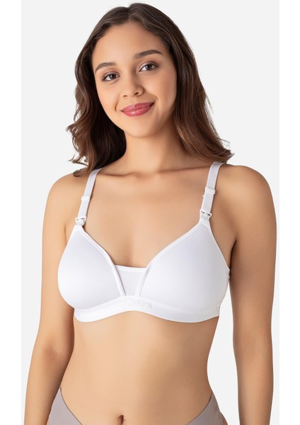 3'lü Paket Beyaz Kadın Balensiz Kaplı Emzirme Sütyeni Göğüs Ucu Görünmez Pamuklu Yumuşak Dokulu indirimleri