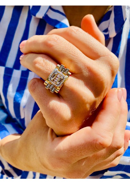 Baget Zirkon Taşlı Altın Renk Kırmızı Taşlı Ayarlanabilir Tasarım Yüzük fırsatları