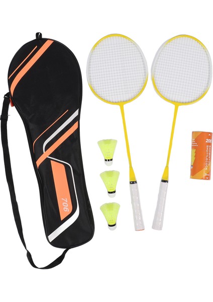 2 Oyuncu Badminton Seti Düşük Titreşim Güçlü Esneklik Demir Alaşımlı Badminton Raketleri Seti 3 Naylon Raketle Taşıma Çantası Sarı (Yurt Dışından)