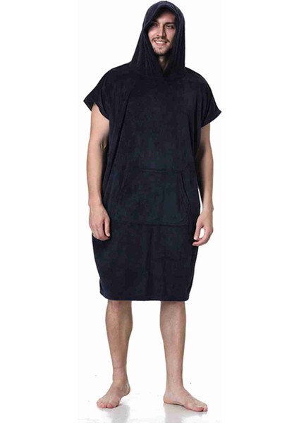 Bornoz Yüzme Hızlı Kuru Pelerin Polar Elbise Sörf Dalış Kapüşonlu Banyo Havlusu Plaj Panço Rüzgar Geçirmez ve Sıcak Ev Elbiseler Erkekler Kadınlar Için (Yurt Dışından)