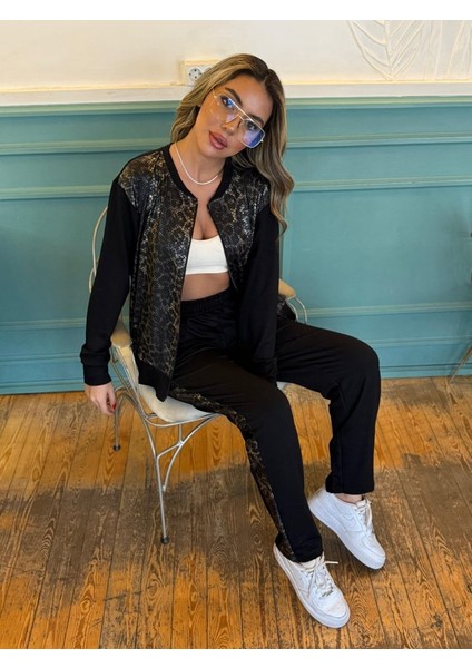 Eyesof Kadın Iki Iplik Kumaş Yılan Desenli Fermuarlı Ikili Takım modelleri