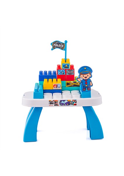 44 Parça Blok Seti ve Sehpa Saklama Kutusu 24 Ay+ Prenses Kalesi ve Polis Karakolu Yapı Oyuncağı modelleri