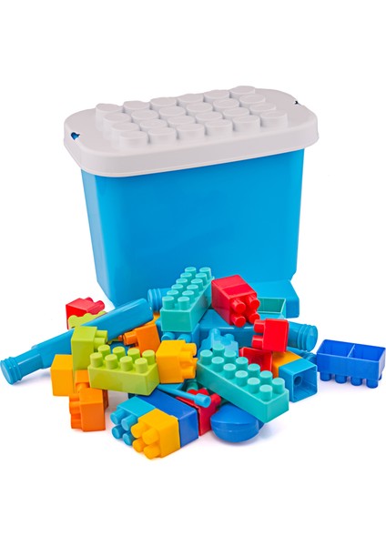 44 Parça Blok Seti ve Sehpa Saklama Kutusu 24 Ay+ Prenses Kalesi ve Polis Karakolu Yapı Oyuncağı