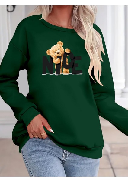 Eyesof Kadın Uzun Kollu Bisiklet Yaka Viskon Iki Iplik Bluz