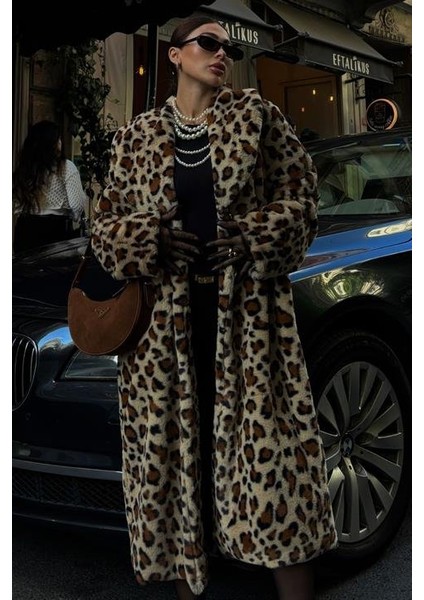 Eyesof Leopar Desenli Içi Astarlı Peluş Kaban 7065 modelleri