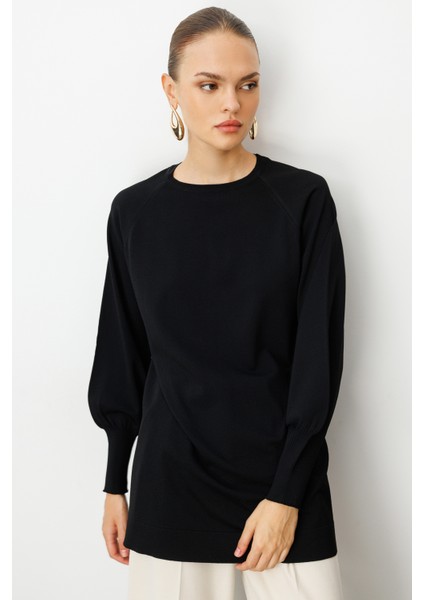 Balon Kollu Rayon Siyah Tunik modelleri