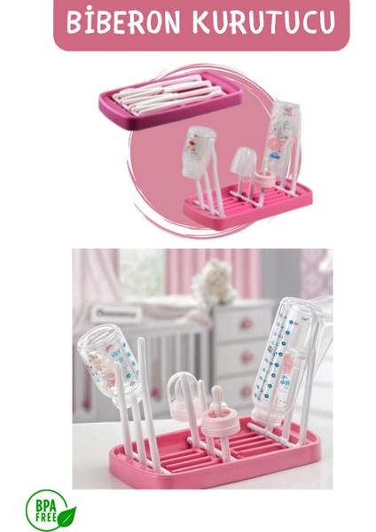 Katlanabilir Biberon ve Mama Kabı Kurutucu, Pratik ve Şık Tasarım, Pembe