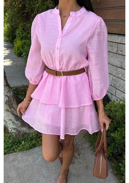 Eyesof Deri Kemerli Fırfırlı Elbise 2901 modelleri