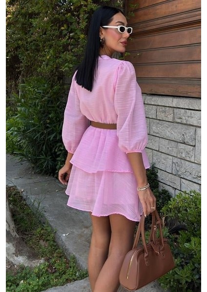 Eyesof Deri Kemerli Fırfırlı Elbise 2901 fırsatları