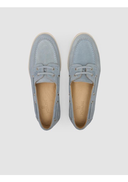 %100 Hakiki Deri Mavi Ip Detaylı Süet Kadın Loafer fırsatları