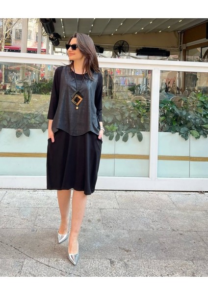 Eyesof Kadın Viskon Kumaş Cep Detaylı Üçlü Takım