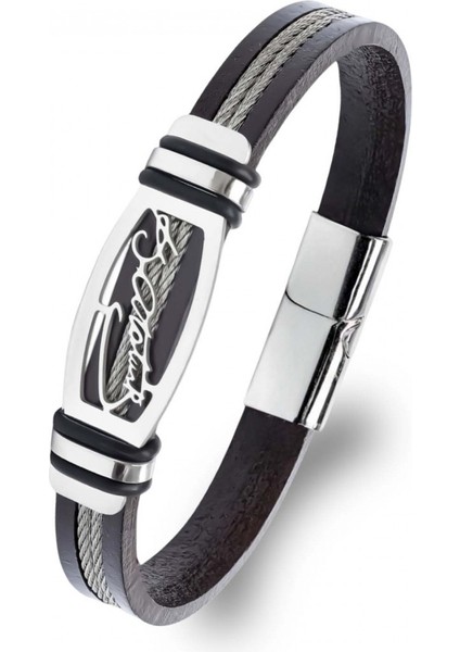 Atatürk Imzalı Çelik Halatlı Erkek Deri Bileklik 31684B17D2