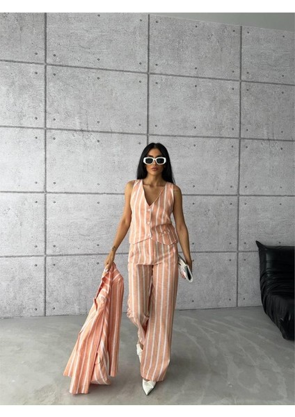 Eyesof Çizgili Ceket Keten - Orange fiyatları