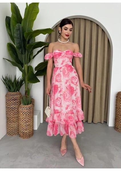 Eyesof Şifon Kumaş Dijital Desen Baskılı Elbise