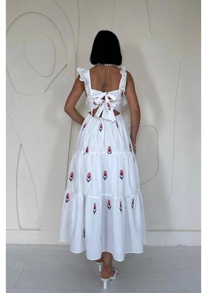 Eyesof Kırmızı Sıfır Kol Fırfırlı Elbise fiyatları