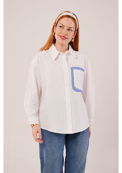 Eyesof Çizgili Cep Detaylı Beyaz Gömlek fiyatları