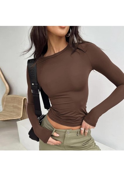 Kadın Modal Kumaş Yumuşak Esnek Bisiklet Yaka Parmak Geçirmeli Body fırsatları