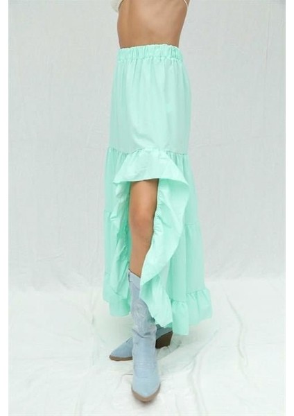 Eyesof Audrey Fıfrlı Yırtmaç Detay Etek 4037