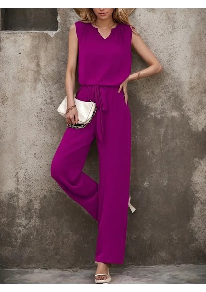 Eyesof Kadın Kolsuz V Yakalı Aerobin Bluz ve Belden Kuşaklı Pantolon Ikili Takım