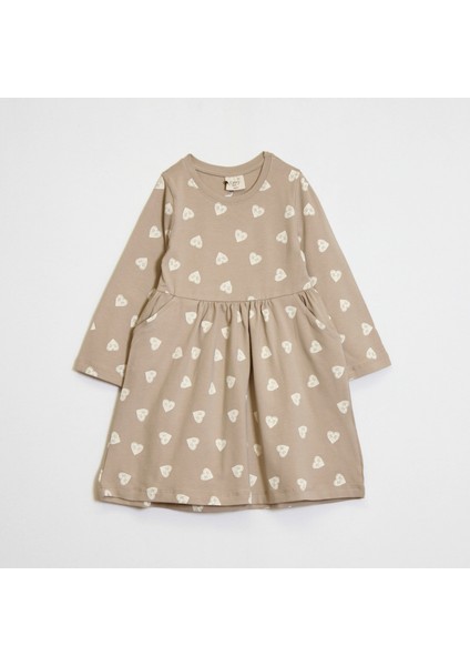 Kız Çocuk Kalp Desenli Elbise