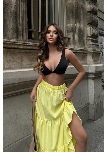 Eyesof Audrey Fıfrlı Yırtmaç Detay Etek 4037 indirimleri