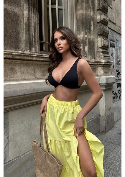 Eyesof Audrey Fıfrlı Yırtmaç Detay Etek 4037