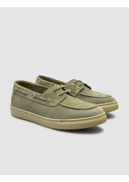 %100 Hakiki Deri Yeşil Süet Kadın Loafer fiyatları