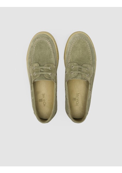 %100 Hakiki Deri Yeşil Süet Kadın Loafer fırsatları