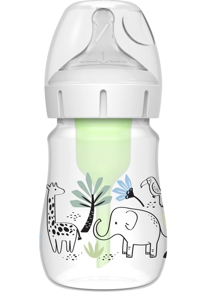 Orman Fil Desenli Geniş Ağız Anti-Kolik Pp Biberon 150 Ml, Şeffaf, Hijyenik ve Kullanışlı