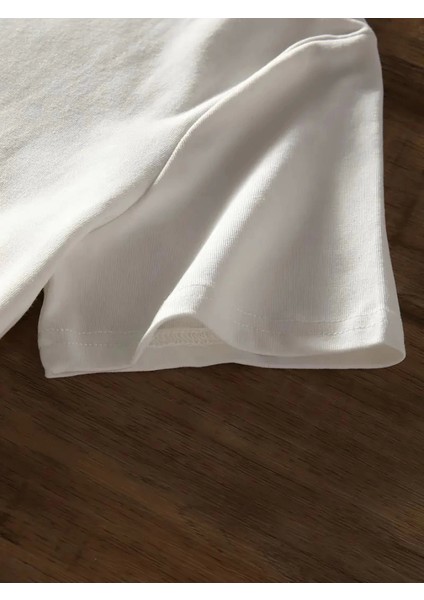 Eyesof Baskılı Oversize Bisiklet Yaka T-Shirt - Beyaz modelleri