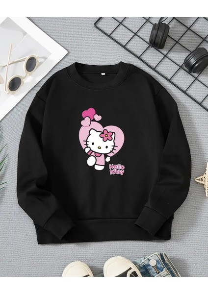 Kız Çocukları Için Hello Kitty Baskılı Uzun Kollu T-Shirt