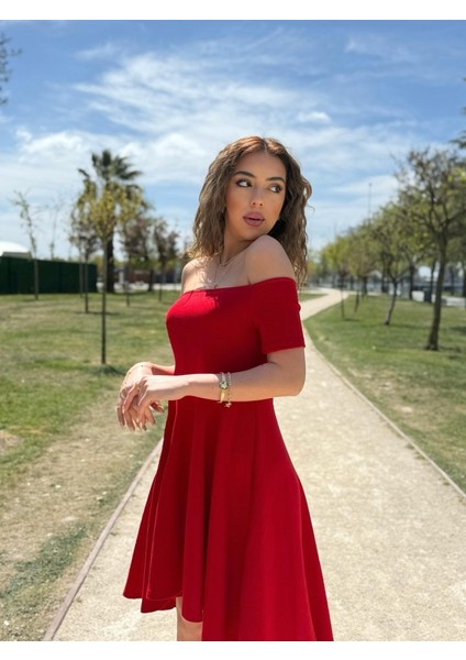 Eyesof Kadın Kısa Kollu Madonna Yaka Önü Kısa Arkası Uzun Ithal Krep Elbise fırsatları