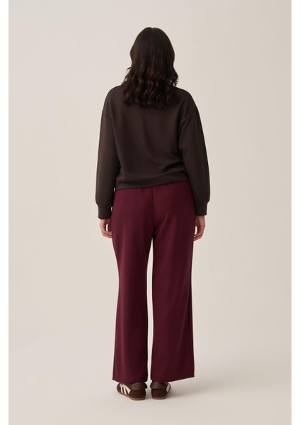 Bordo-Yumuşak Dokulu Palazzo Pantolon modelleri