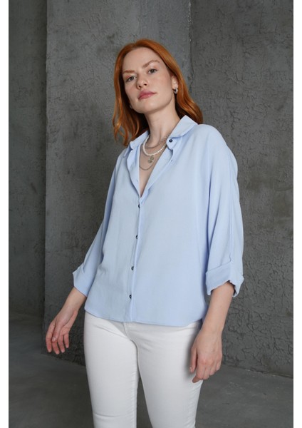 Eyesof Kol Katlama Detaylı Bebe Mavi Gömlek fiyatları