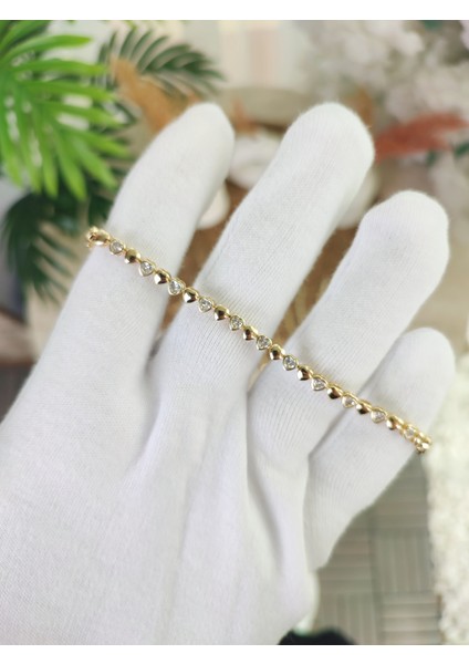 14 Ayar Altın Kaplama Mini Kalpli Bileklik fiyatları